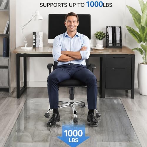 48 x 72 Inch Glass Chair Mat, 1/5 Inch Thick Tempered Glass Office Chair Mat - Image 6