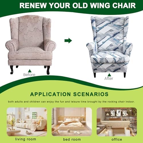 CRFATOP Wingback Chair Covers Wing Armchair Slipcovers - Image 4
