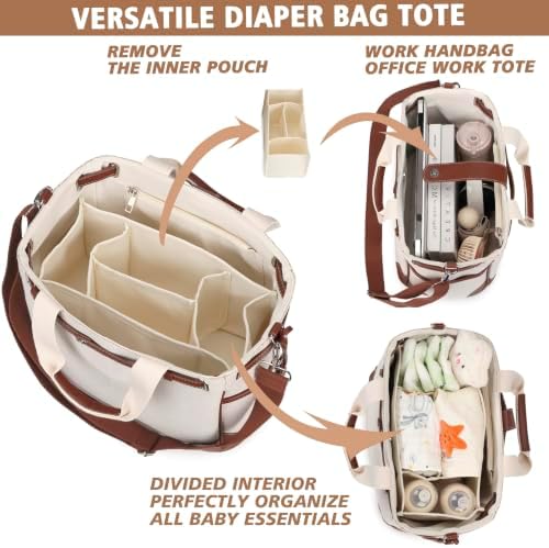 Canvas Diaper Bag Organizer, Diaper Caddy Nursery Storage, Baby Gift Basket - Image 2
