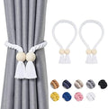 NICEEC 2 Pack Wooden Ball Magnetic Curtain Tiebacks Boho Home Decor Drape Tie by NICEEC