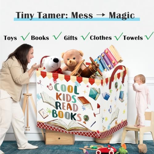 Runtoo Cool Kids Read Books Storage Bins Inspirational Quotes Book Basket Toys - Image 5