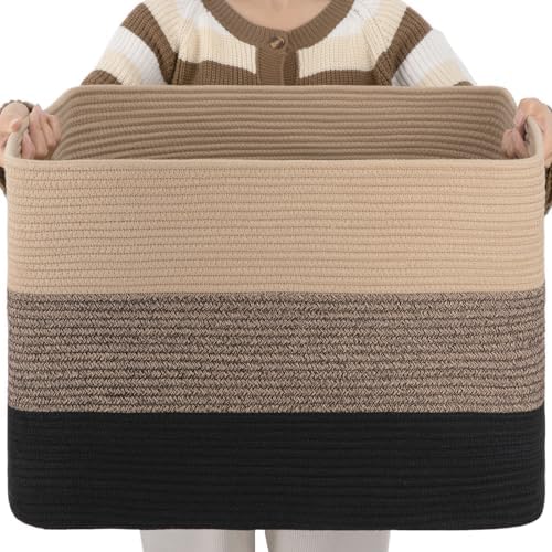 OIAHOMY Blanket Basket Laundry Basket Dog Toy Basket 108L Yellow Black by MasterofSpaceOptimization