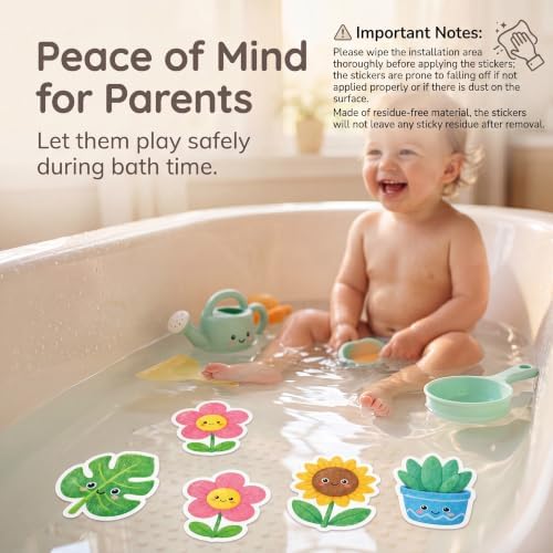 30 Pieces Plant Pattern Non Slip Bathtub Stickers EVA Waterproof Multicolor - Image 3