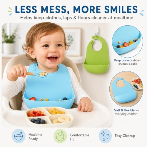PandaEar 2-Pack Silicone Baby Bibs - Image 7