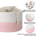 115L Extra Large Pink Woven Cotton Rope Basket - Image 3