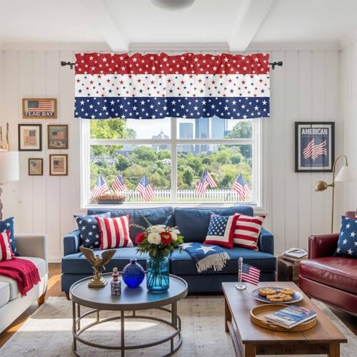 Vandarllin July 4th Kitchen Curtains Valances - Image 4
