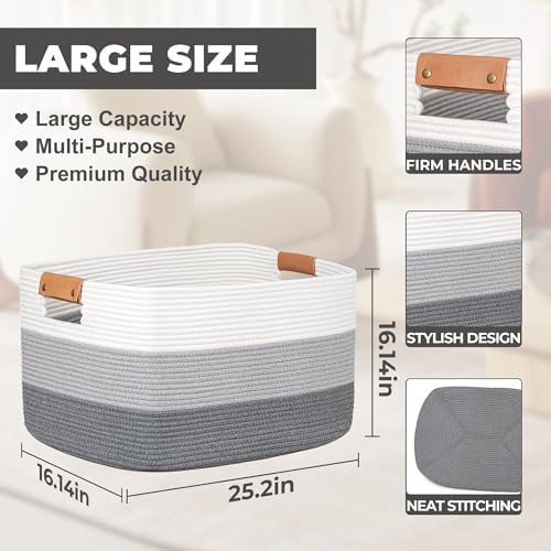 danpinera Large Woven Basket 25’’*16’’*16’’ 108L Woven Baskets - Image 2