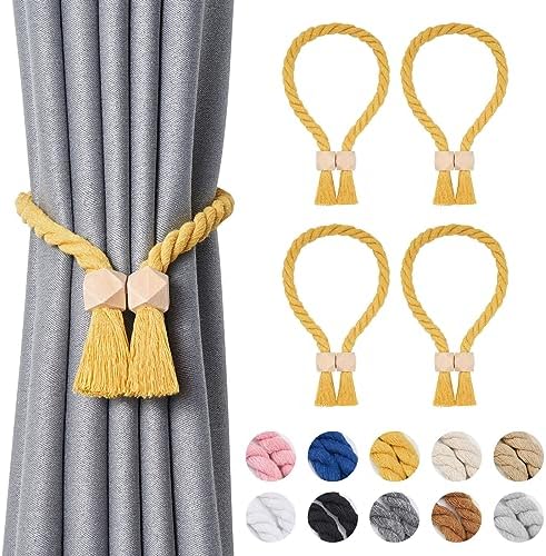 NICEEC 4 Pack Wooden Polyhedron Magnetic Curtain Tiebacks Boho Home Decor Drape by NICEEC