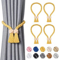 NICEEC 4 Pack Wooden Polyhedron Magnetic Curtain Tiebacks Boho Home Decor Drape by NICEEC