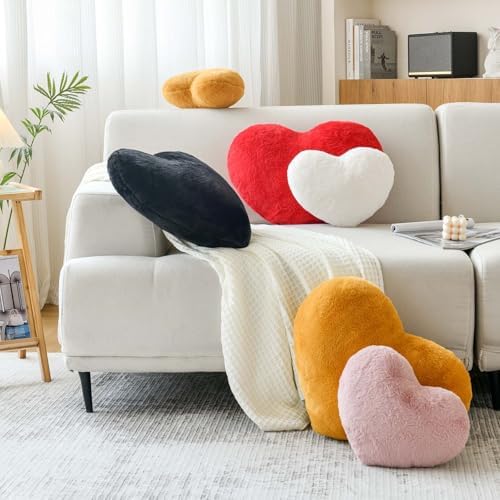 XVTRU Dusty Pink Heart Pillows, Cute Heart Decorative Pillow, Heart Shaped - Image 3