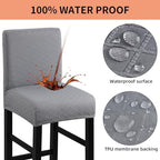 Fuloon Waterproof Barstool Covers Chair Slipcovers, Light Grey, 2 Pack - Image 3