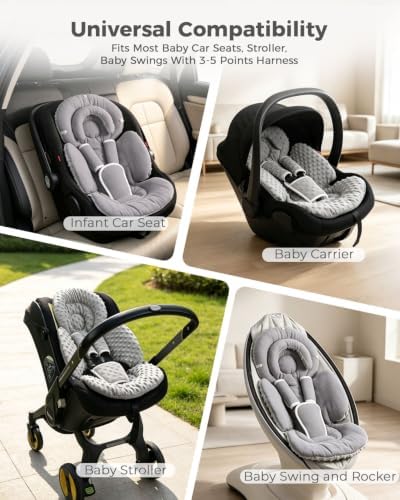 TinlyFinly Infant Car Seat Insert Muslin Cotton Reversible - Image 4