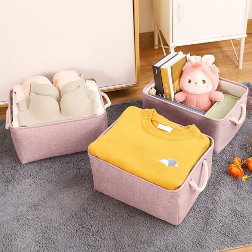 Storage Bins with Sturdy Cotton Handles, Fabric Storage Baskets - Image 2