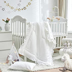 3 Pieces Crib Bedding Set Baby Ruffle Quilted Comforter by Uozzi+Bedding