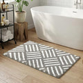 ORTIGIA Striped Gray Bathroom Rugs Non Slip Washable, 20x30 Quick Dry Absorbent by ORTIGIA