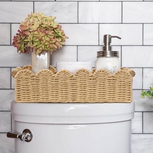 CubesLand Scalloped Toilet Paper Storage Basket W/Handle - Image 3
