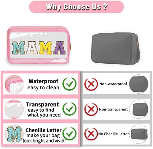 izuzta 2 Pcs Chenille Letter Clear Makeup Bag Mama Baby Pouch, Hospital Duffle - Image 4