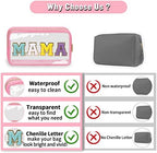 izuzta 2 Pcs Chenille Letter Clear Makeup Bag Mama Baby Pouch, Hospital Duffle - Image 4