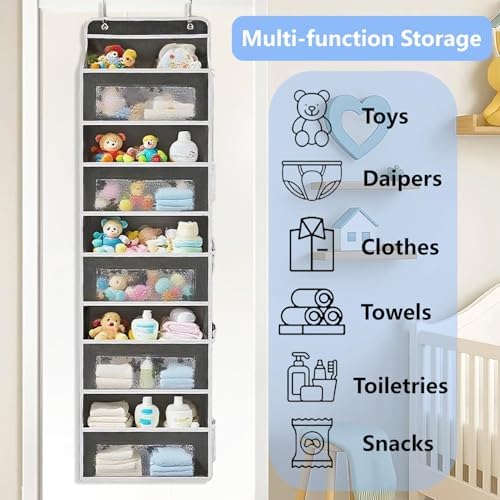 Over the Door Organizer with 5 Front Pockets and 5 Mesh Side Pockets, Extra - Image 5