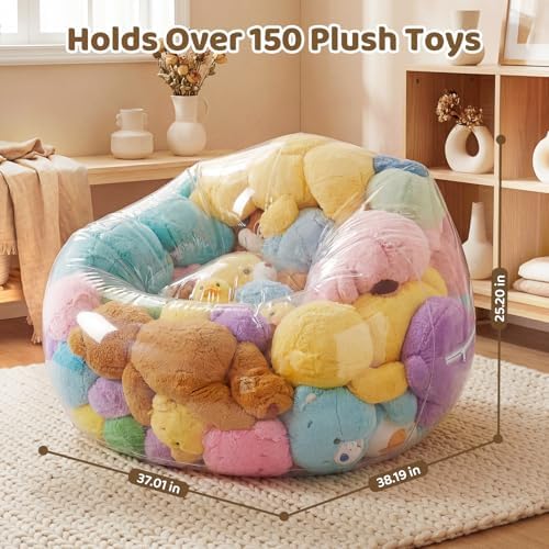 NTYNTY Clear Stuffed Animal Storage Bean Bag Chair - Image 2