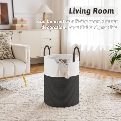Artfeel Laundry Basket, Woven Cotton Rope Laundry Hamper, 100L - Image 5