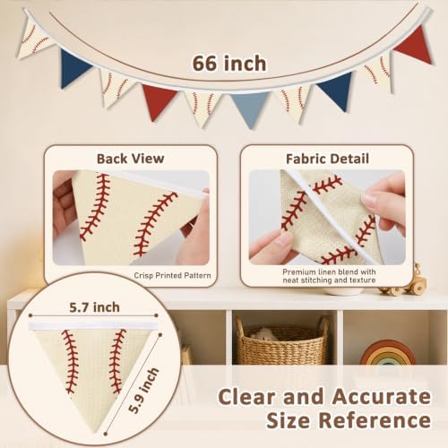 Vintage Baseball Nursery Decor Banner Vintage Sports Garland Flags - Image 3
