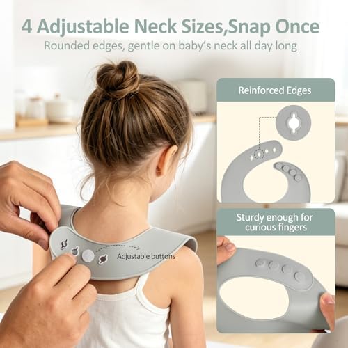 Eascrozn Silicone Bibs for Babies Toddler Set of 3, BPA Free - Image 4