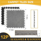 ZENOWICK 12 Pcs Plush Interlocking Carpet Tiles, Puzzle Play Mats - Image 3