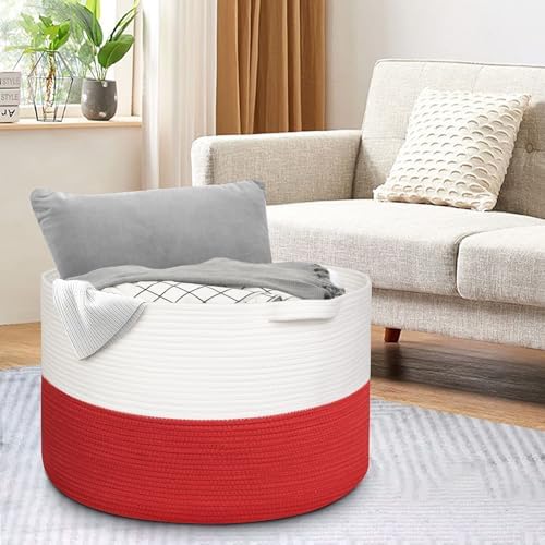 MEGASKET Large Red Baskets for Storage, 22x14 Wicker Woven Storage Basket - Image 5