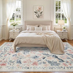 8x10 Area Rugs Boho Floral Washable Living Room Rug Neutral Carpet Bedroom - Image 3