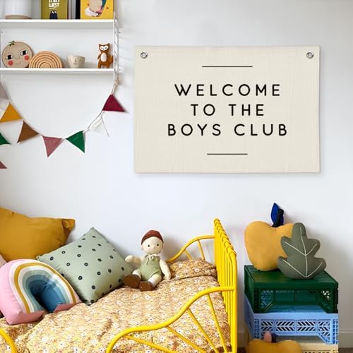 Boys Club Banner, Boys Playroom Kids Room Decor, Playroom Essentials, Linen - Image 5