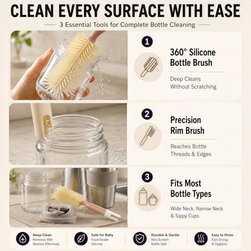 8-in-1 Baby Bottle Cleaning Kit, Portable Brush Set & Drying Rack - Image 3