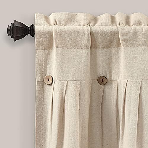 Lush Decor Linen Button Farmhouse Valance, Dark Linen - Image 2
