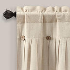 Lush Decor Linen Button Farmhouse Valance, Dark Linen - Image 2