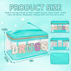 Iqimott Preppy Clear Makeup Bag Cosmetic Pouch, Chenille Letter Cosmetic Bag - Image 2