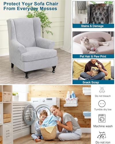 CRFATOP Wingback Chair Covers Stretch Armchair Slipcovers - Image 5