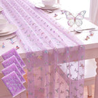 4 Pcs Iridescent Butterfly Table Runner Purple Glitter by Windkream
