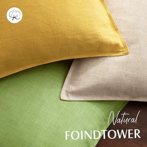 Foindtower Linen Solid Decorative Throw Pillow Covers 18x18 Ginger Yellow - Image 4