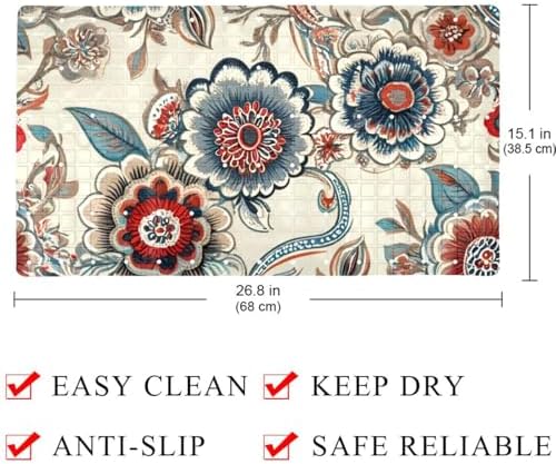 Shower Mat Non Slip 26.8 x 15.1 Inches, Paisley Florals Bathtub Mat Shower - Image 4