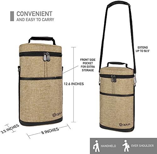 OPUX 2 Bottle Wine Bag Tote Carrier | Leakproof Insulated Wine Cooler Bag - Image 2