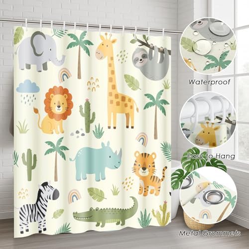 Britimes Bathroom Sets with Shower Curtain and Rugs Set of 4 Safari Animals - Image 6