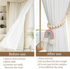 2 Pieces Wooden Beaded Curtain Tiebacks, Tassel Curtain Buckles Magnetic - Image 6