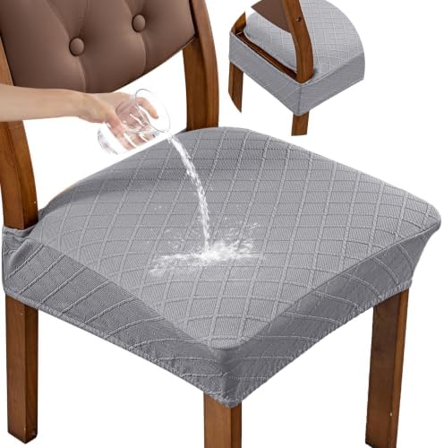 Genina Waterproof Chair Covers Set of 4, No Rear Covers, Light Gray by Genina