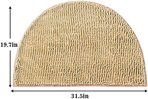 Half Round Bath Mat Beige Bathroom Rugs Semicircle Chenille Bath Rugs Water - Image 2