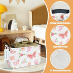 Rectangular Collapsible Pink Butterfly Storage Basket Nursery Organizer - Image 3