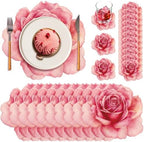 Geosar 200 Pcs Pink Floral Paper Placemats and Coasters Rose Flower Design by Geosar