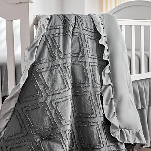 Tufted Ruffle Crib Bedding Set 3 Pieces Baby Boho Quilted Comforter - Image 6