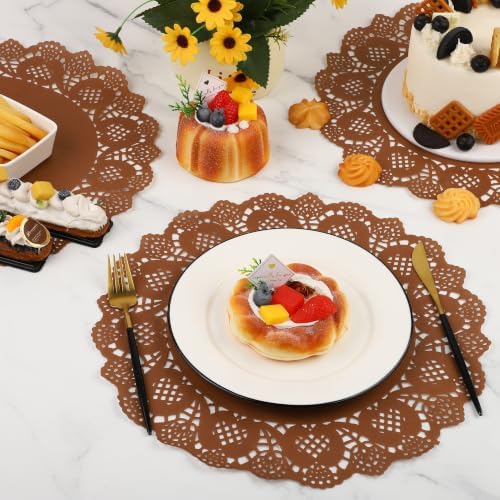 MCEAST 100 Pack Round Coffee Paper Doilies 13.5 Inches Lace Paper Place Mats - Image 4