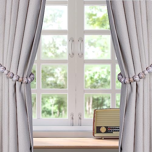 KLOGTSIND Wood Bead Curtain Tiebacks, 4 Pack Curtain Tie Backs - Image 7