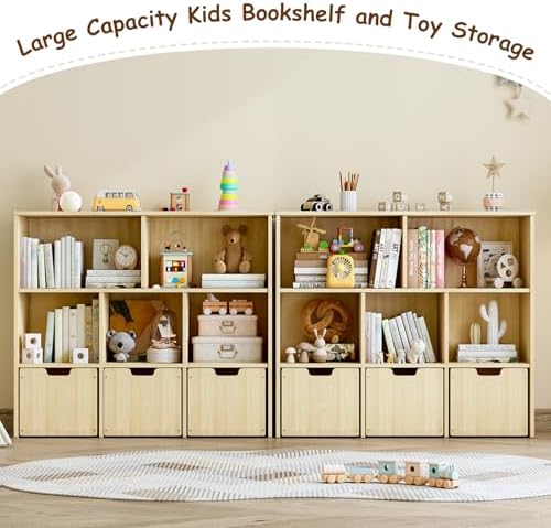 EXPERLAM Solid Pine Wood Toy Storage Organizer, Kids Bookshelf and Toy Organizer - Image 5